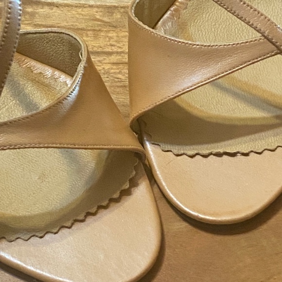 Vintage Moda Franco peach leather sling back heels. Sz 8.5 - Picture 13 of 16